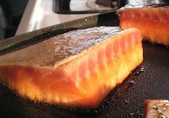 Perfectly cooked salmon fillet