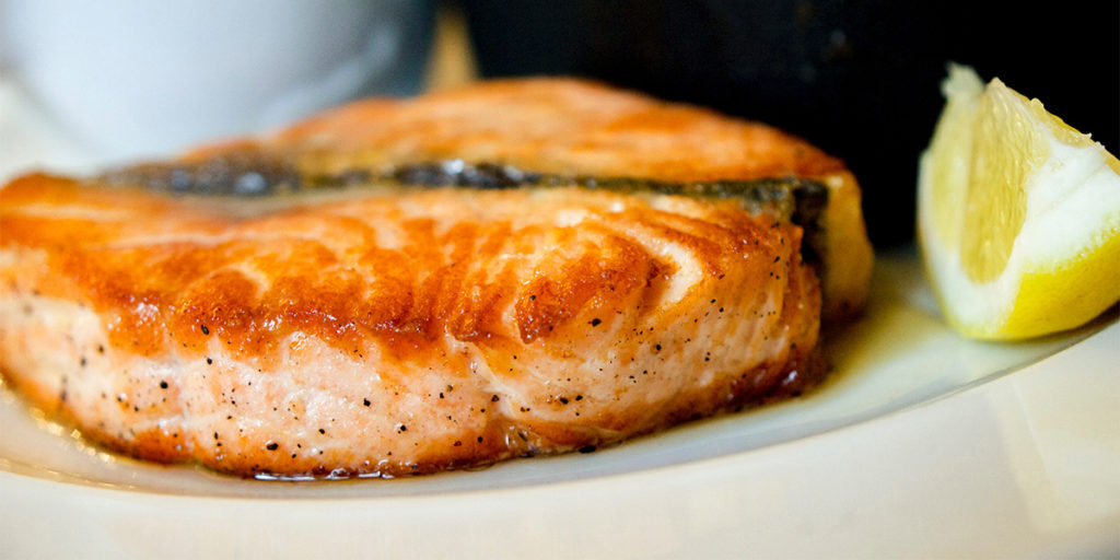 Perfectly cooked salmon fillet