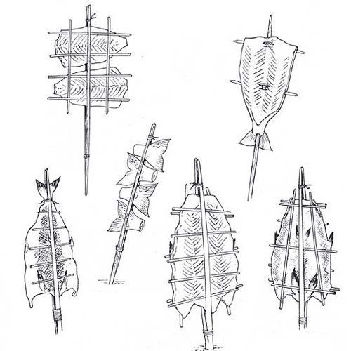 Various ways of cooking salmon on a stick