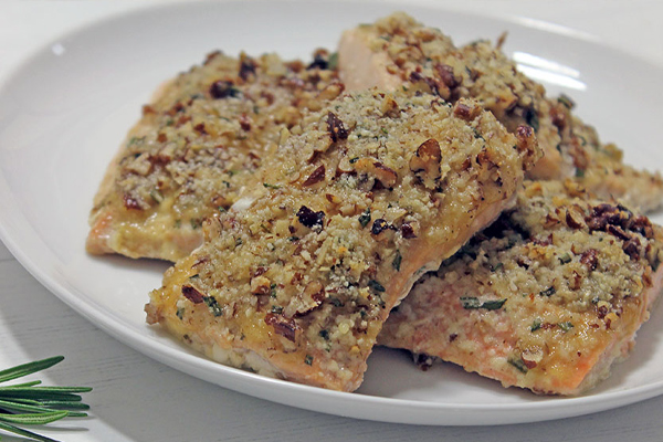 keto maple bacon and almond crusted salmon recipe