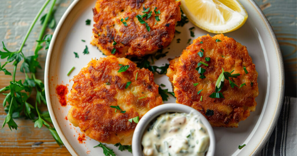 Plate Full of Salmon Cakes 