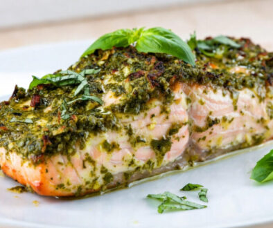 Easy pesto crusted salmon recipe